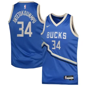 Maravilloso Giannis Antetokounmpo Milwaukee Bucks Nike Youth 2024/25 Swingman Player Jersey City Edition Royal  para los verdaderos seguidores