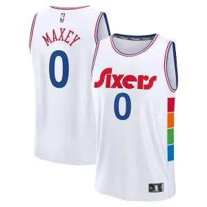 Encantador Tyrese Maxey Philadelphia 76ers 2024/25 Fast Break Player Jersey City Edition White  para los verdaderos seguidores