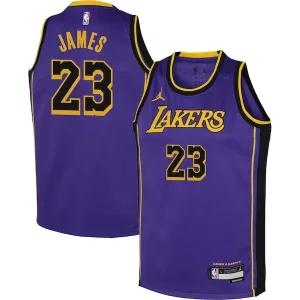 Encantador LeBron James Los Angeles Lakers Jordan Brand Youth Performance Swingman Jersey Statement Purple  para los verdaderos seguidores