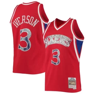 Fácil de llevar Allen Iverson Philadelphia 76ers 1996/97 Hardwood Classics NBA 75th Anniversary Diamond Swingman Jersey Red  para los verdaderos seguidores
