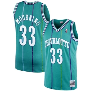 Encantador Alonzo Mourning Charlotte Hornets 1992/93 Hardwood Classics Swingman Jersey Teal  para los verdaderos seguidores