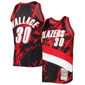 Delicioso Ideal Original Rasheed Wallace Portland Trail Blazers 1999/00 Hardwood Classics Marble Swingman Jersey Black  para los verdaderos seguidores