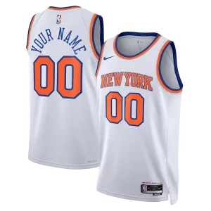 Elegante New York Knicks Nike Unisex Swingman Custom Jersey White Association Edition/Blue  para los verdaderos seguidores