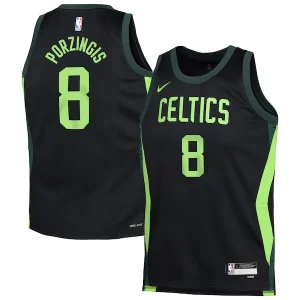 Increíble Lujoso Clásico Kristaps Porzingis Boston Celtics Nike Youth 2024/25 Swingman Player Jersey City Edition Black  para los verdaderos seguidores