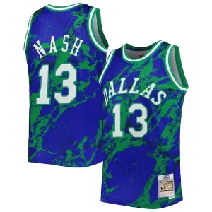 Genial Magnífico Steve Nash Dallas Mavericks 1998/99 Hardwood Classics Marble Swingman Jersey Blue  para los verdaderos seguidores