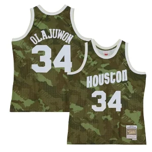 Elegante Hakeem Olajuwon Houston Rockets Hardwood Classics 1993/94 Ghost Green Swingman Jersey Camo  para los verdaderos seguidores