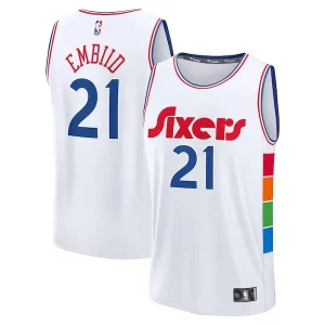 Cool Atractivo Joel Embiid Philadelphia 76ers 2024/25 Fast Break Player Jersey City Edition White  para los verdaderos seguidores