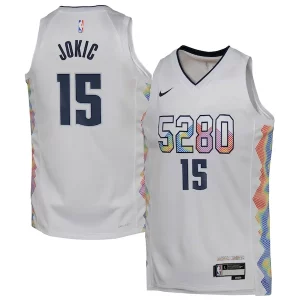 Fantástico Nikola Jokic Denver Nuggets Nike Youth 2024/25 Swingman Player Jersey City Edition White  para los verdaderos seguidores