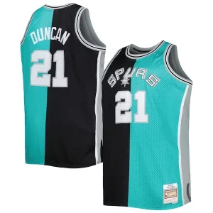 Único Tim Duncan San Antonio Spurs Big & Tall Hardwood Classics 1998/99 Split Swingman Jersey Black/Teal  para los verdaderos seguidores