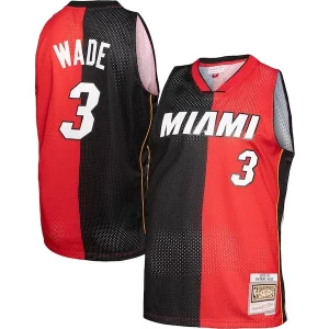 Hermoso Dwyane Wade Miami Heat Big & Tall Hardwood Classics 2005/06 Split Swingman Jersey Black/Red  para los verdaderos seguidores