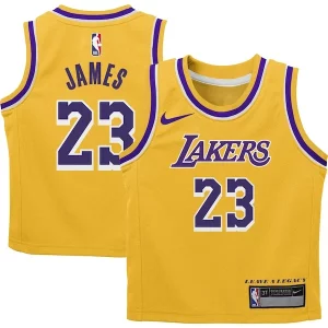 Hermoso LeBron James Los Angeles Lakers Nike Preschool Dri FIT Swingman Player Jersey Icon Edition Gold  para los verdaderos seguidores