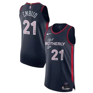 Robusto Atractivo Nike Joel Embiid Philadelphia 76ers Authentic Jersey City Edition Navy  para los verdaderos seguidores