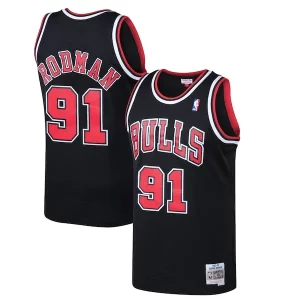 Estupendo Dennis Rodman Chicago Bulls 1997/98 Hardwood Classics Swingman Jersey Black  para los verdaderos seguidores