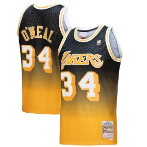 Original Shaquille O'Neal Los Angeles Lakers 1996/97 Hardwood Classics Fadeaway Swingman Player Jersey Gold/Black  para los verdaderos seguidores
