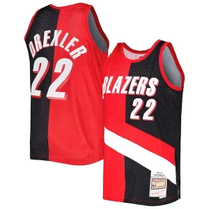 Fácil de llevar Comodo Clyde Drexler Portland Trail Blazers Hardwood Classics 1991/92 Split Swingman Jersey Red/Black  para los verdaderos seguidores