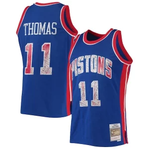 Práctico Magnífico Genial Isiah Thomas Detroit Pistons 1988/89 Hardwood Classics NBA 75th Anniversary Diamond Swingman Jersey Blue  para los verdaderos seguidores