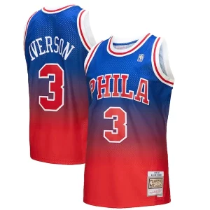 Encantador Allen Iverson Philadelphia 76ers 1996/97 Hardwood Classics Fadeaway Swingman Player Jersey Red/Royal  para los verdaderos seguidores