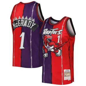 Encantador Hermoso Único Tracy McGrady Toronto Raptors Hardwood Classics 1998/99 Split Swingman Jersey Purple/Red  para los verdaderos seguidores