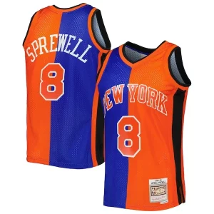 Único Chulo Comodo Latrell Sprewell New York Knicks Hardwood Classics 1998/99 Split Swingman Jersey Blue/Orange  para los verdaderos seguidores