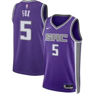 Resistente De'Aaron Fox Sacramento Kings Nike Unisex Swingman Jersey Icon Edition Purple  para los verdaderos seguidores