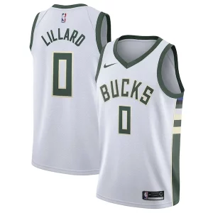 Original Ideal Perfecto Damian Lillard Milwaukee Bucks Nike Unisex Swingman Player Jersey Association Edition White  para los verdaderos seguidores