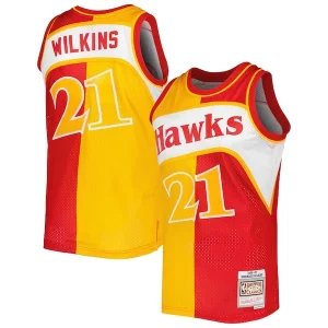Duradero Fantástico Dominique Wilkins Atlanta Hawks Hardwood Classics 1986/87 Split Swingman Jersey Yellow/Red  para los verdaderos seguidores