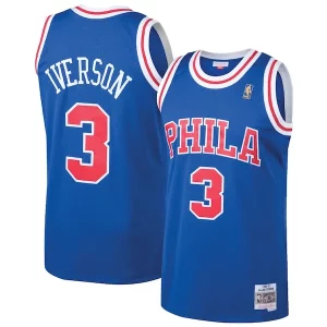 Lujoso Fantástico Allen Iverson Philadelphia 76ers 1996/97 Hardwood Classics Throwback Swingman Jersey Royal  para los verdaderos seguidores