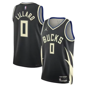 Único Damian Lillard Milwaukee Bucks Jordan Brand Unisex Swingman Player Jersey Statement Edition Black  para los verdaderos seguidores