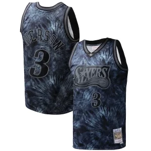 Resistente Allen Iverson Philadelphia 76ers Hardwood Classics 1997/98 Tie Dye Swingman Jersey Black  para los verdaderos seguidores