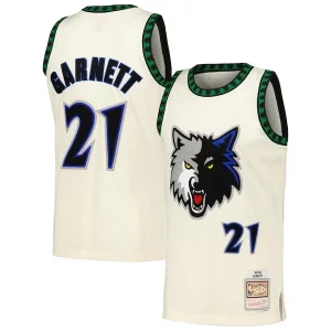 Increíble Chulo Kevin Garnett Minnesota Timberwolves Chainstitch Swingman Jersey Cream  para los verdaderos seguidores