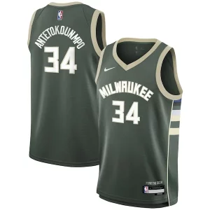 Práctico Original Giannis Antetokounmpo Milwaukee Bucks Nike Youth Swingman Jersey Icon Edition Hunter Green  para los verdaderos seguidores