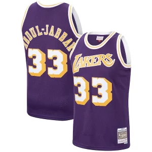 Sofisticado Kareem Abdul Jabbar Los Angeles Lakers Hardwood Classics Swingman Jersey Purple/Gold  para los verdaderos seguidores
