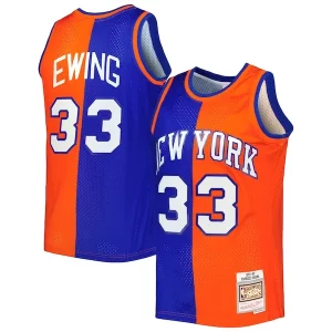 Genial Chulo Patrick Ewing New York Knicks Hardwood Classics 1991/92 Split Swingman Jersey Blue/Orange  para los verdaderos seguidores