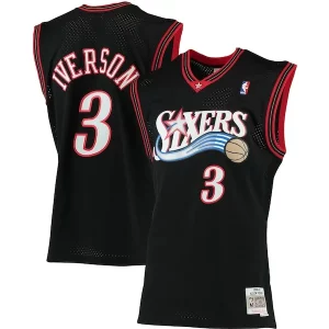 Ideal Bonito Magnífico Allen Iverson Philadelphia 76ers 2000/01 Big & Tall Hardwood Classics Swingman Jersey Black/Red/Royal/White  para los verdaderos seguidores