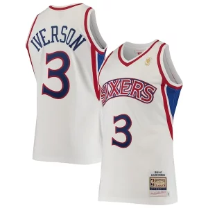 Hermoso Único Allen Iverson Philadelphia 76ers 1996/97 Hardwood Classics Authentic Jersey White  para los verdaderos seguidores