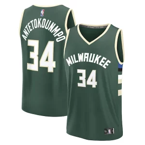 Exquisito Chulo Giannis Antetokounmpo Milwaukee Bucks Fast Break Replica Player Jersey Icon Edition Hunter Green  para los verdaderos seguidores