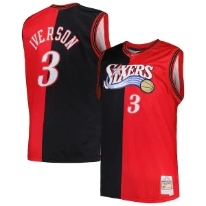 Perfecto Delicioso Atractivo Allen Iverson Philadelphia 76ers Big & Tall Hardwood Classics 2000/01 Split Swingman Jersey Black/Red  para los verdaderos seguidores